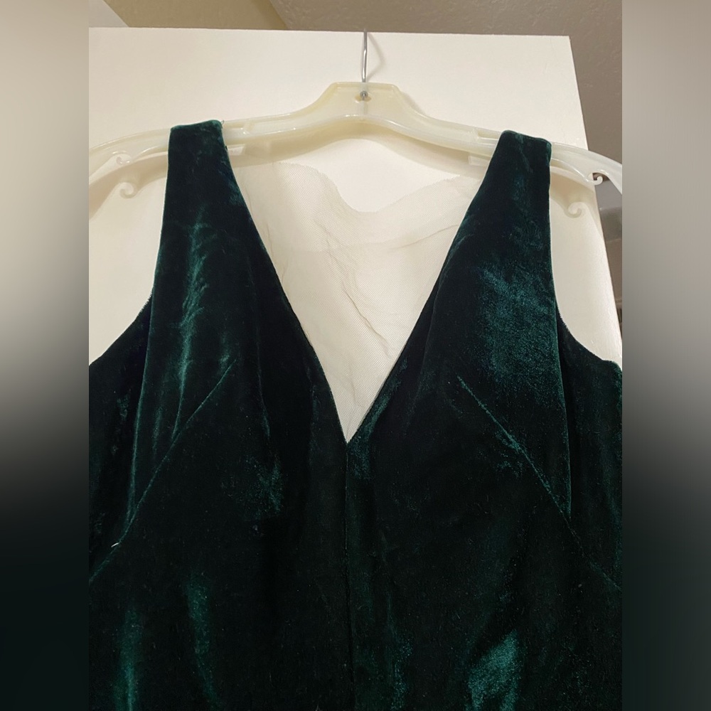 Emerald green velvet bridesmaid dress